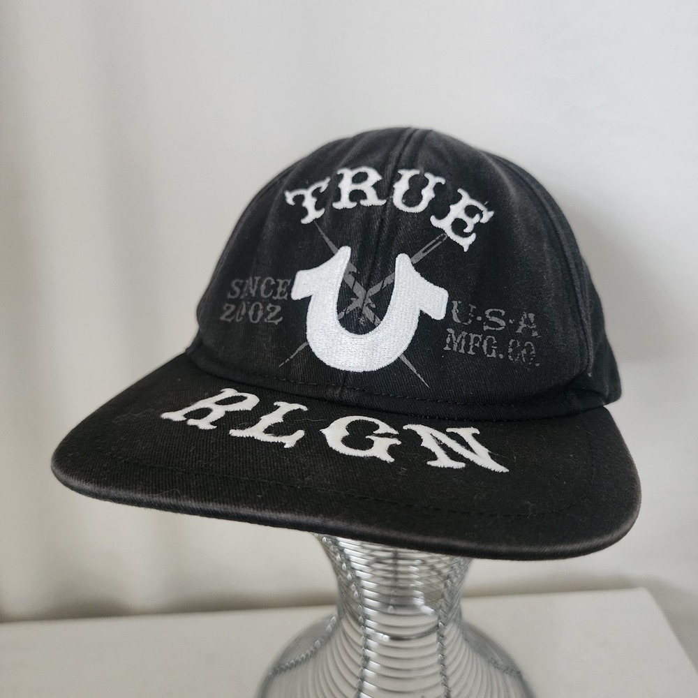 True Religion Jeans Hat Cap Black Snapback Adjustable Mesh Mens